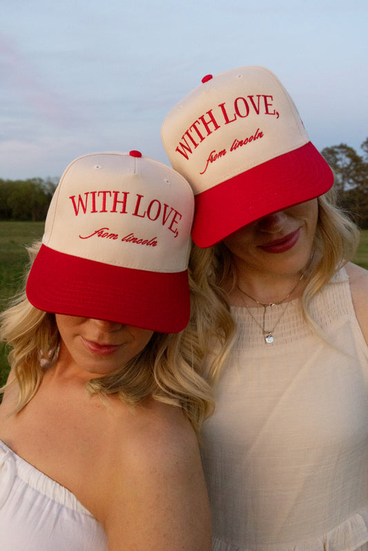 With Love Trucker Hat /// Red + Beige